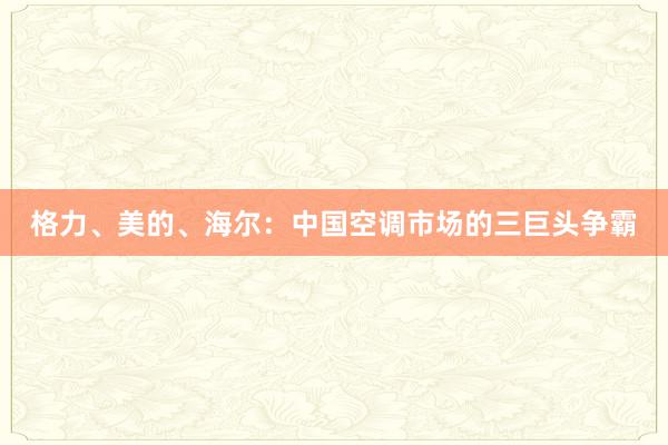 格力、美的、海尔：中国空调市场的三巨头争霸